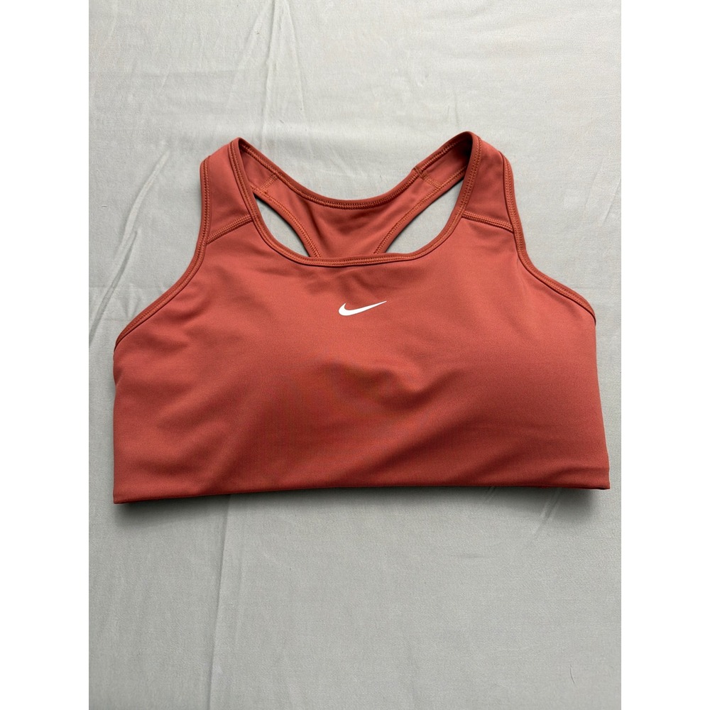 Nike Dri-FIT Womens Racerback Sports Bra Rust Orange Medium Support Size Large
